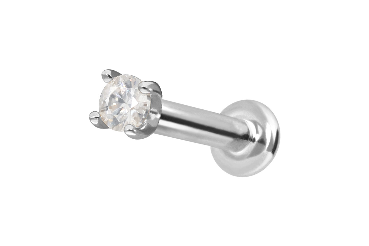 14 Karat Gold Labret Piercing mit Push Fit MOISSANIT